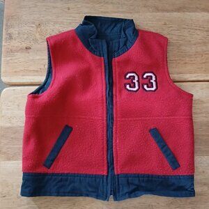 Cute red/dk gray fleece zip-up vest sz 4T boy